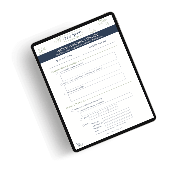 Tablet device displaying the website foundations checklist