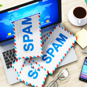 Computer with Spam envelopes